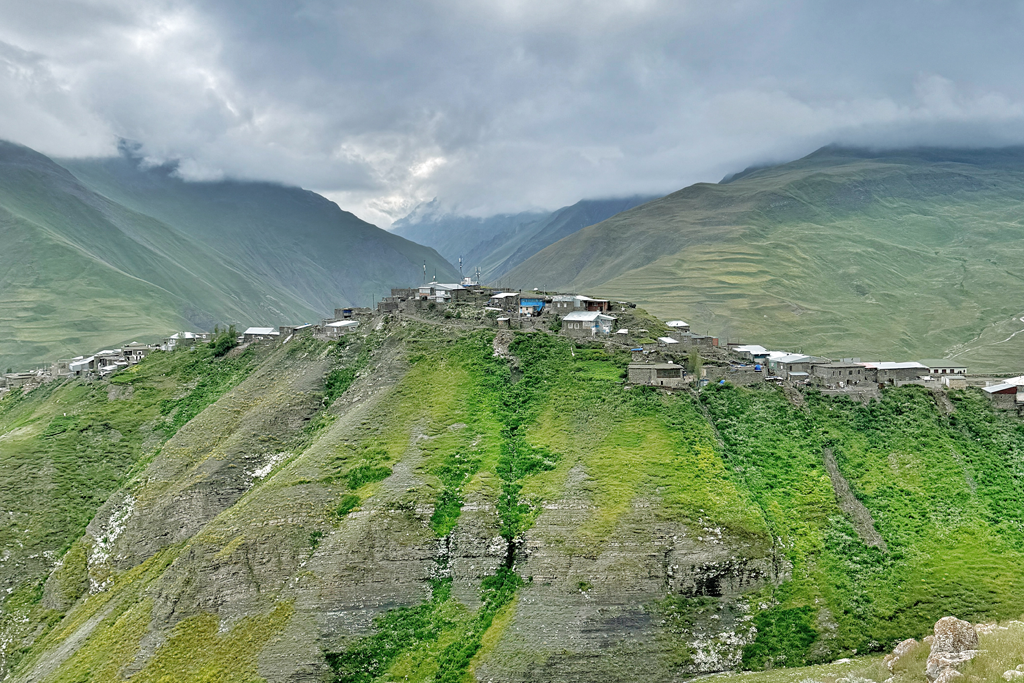 View of Khinalig during hike