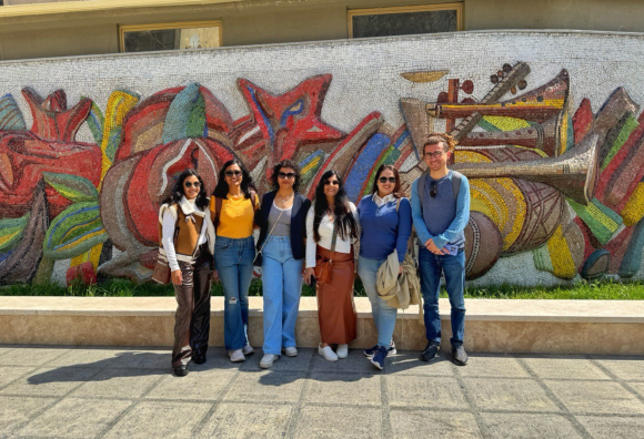 a group picture during Soviet Mosaics Tour in Baku